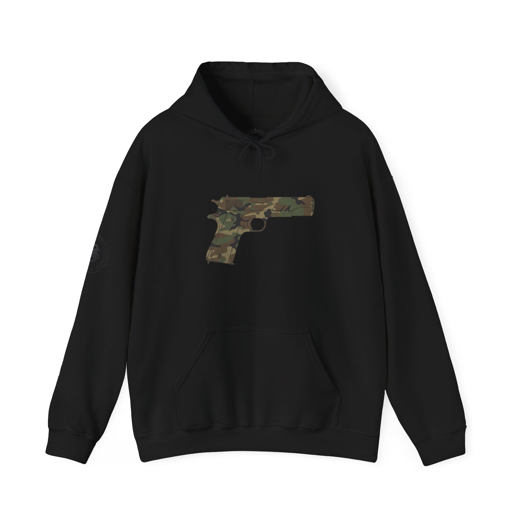 Camouflage Pistol Hoodie - Camo Gun Graphic Pullover