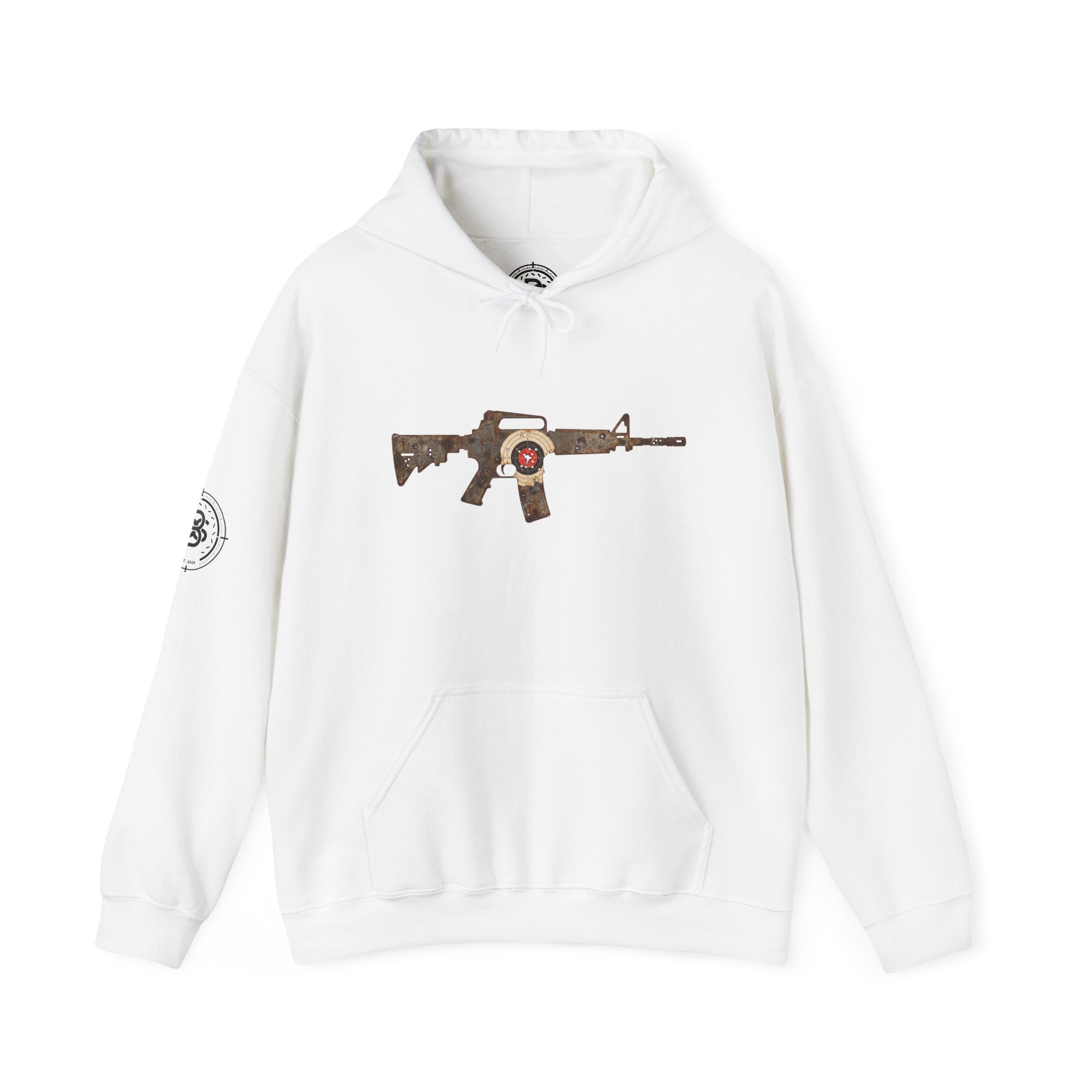 Vintage Metal AR Rifle Graphic Hoodie