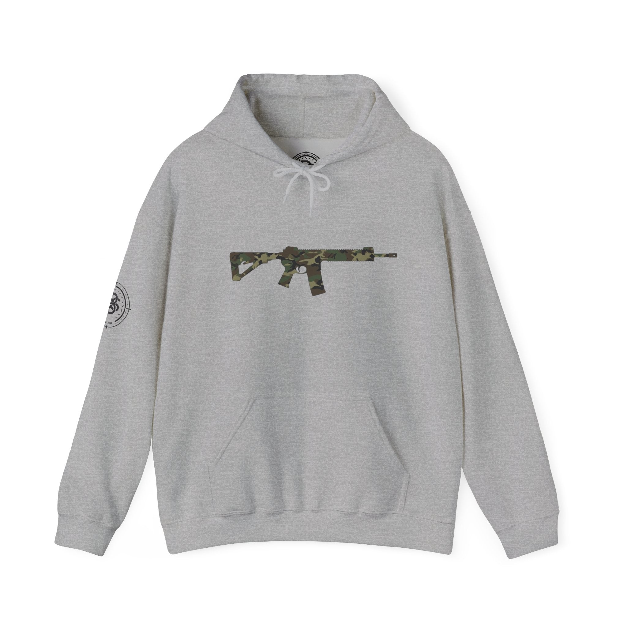 AR Rifle Camo Graphic Hoodie - Military Style Pullover