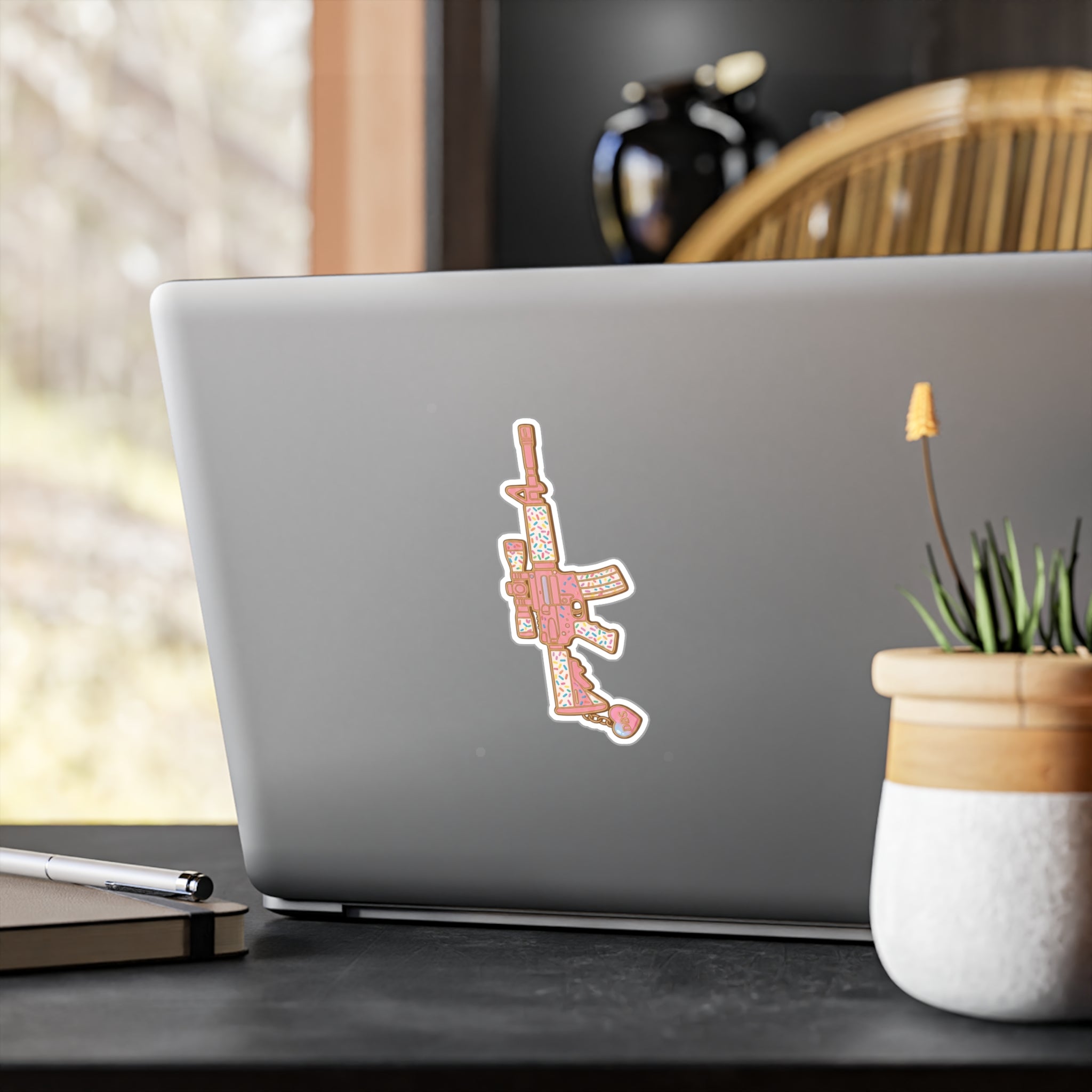 Pink Donut Sprinkle Rifle Kiss-Cut Vinyl Sticker