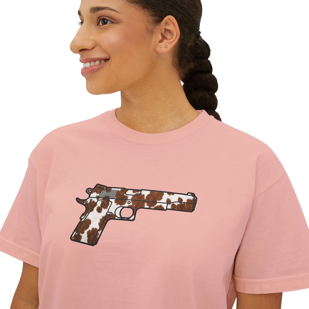 The Cowhide Collection- Pistol- Women's Boxy Tee