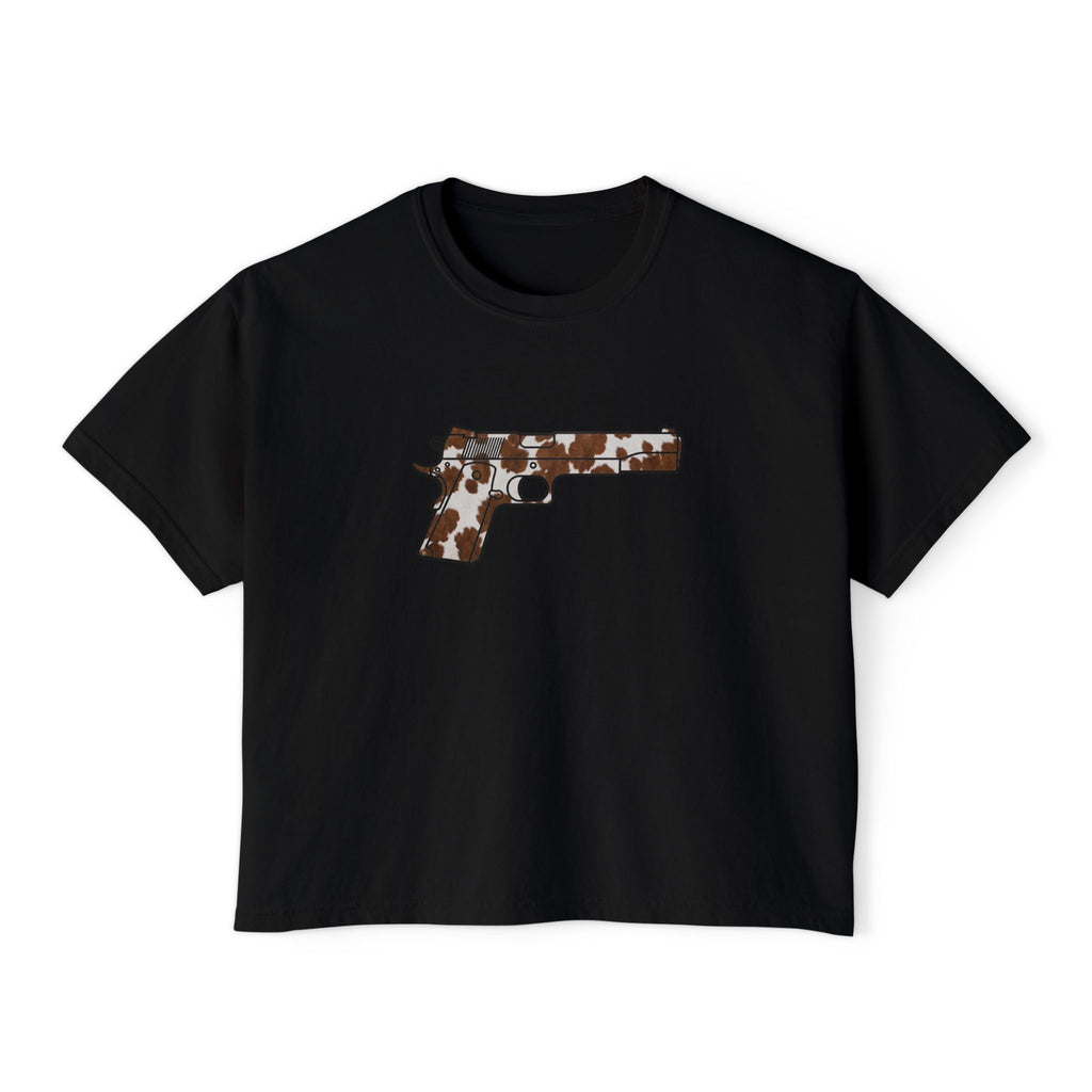 The Cowhide Collection- Pistol- Women's Boxy Tee