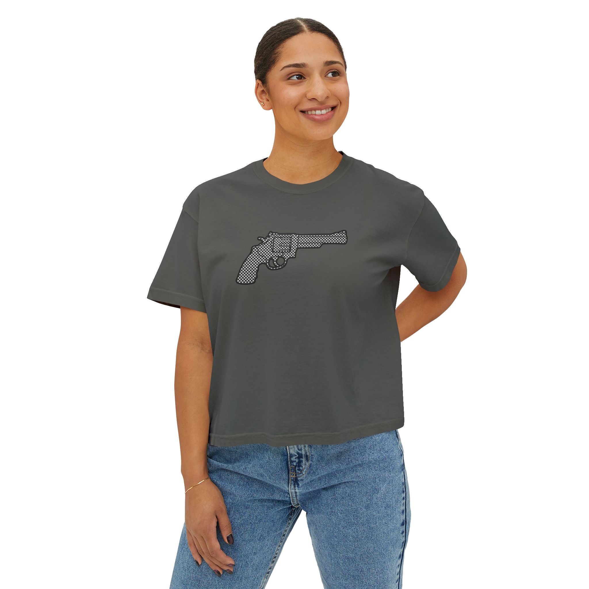 The Checker Collection- Revolver- Women's Boxy Tee