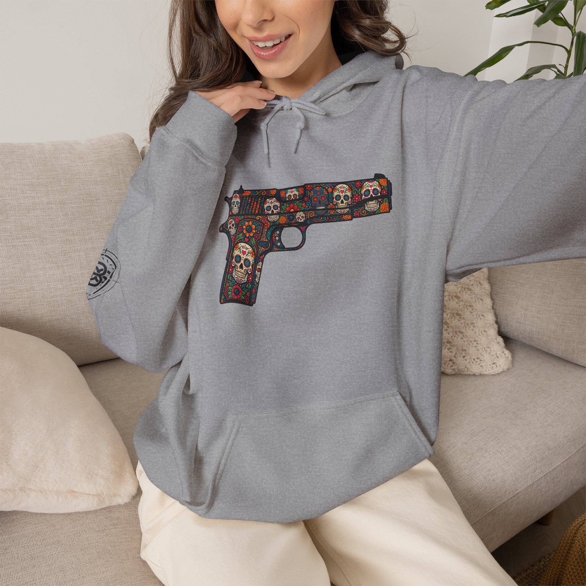 Sugar Skull Pistol Graphic Hoodie