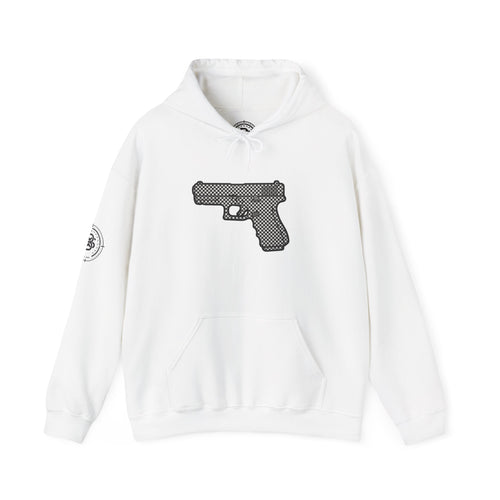 Checker Pistol Silhouette Hoodie - Graphic Pistol Pullover