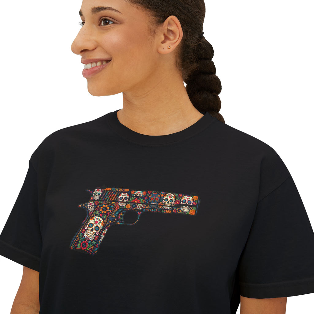 The Sugar Skull Collection -1911 Pistol- Women’s Boxy Tee