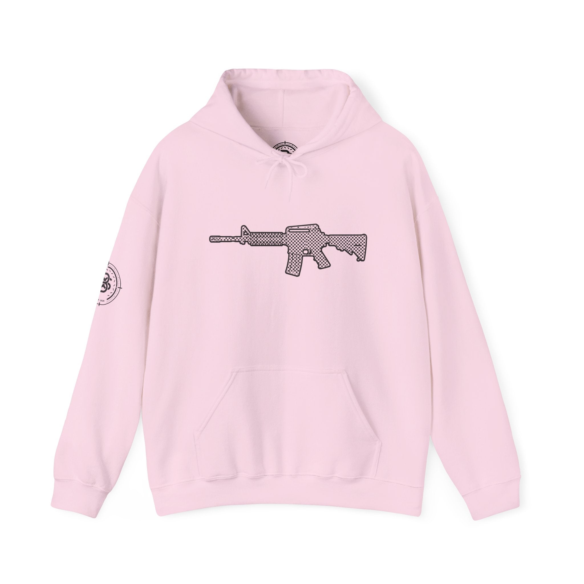 Checker Rifle Outline Graphic Hoodie