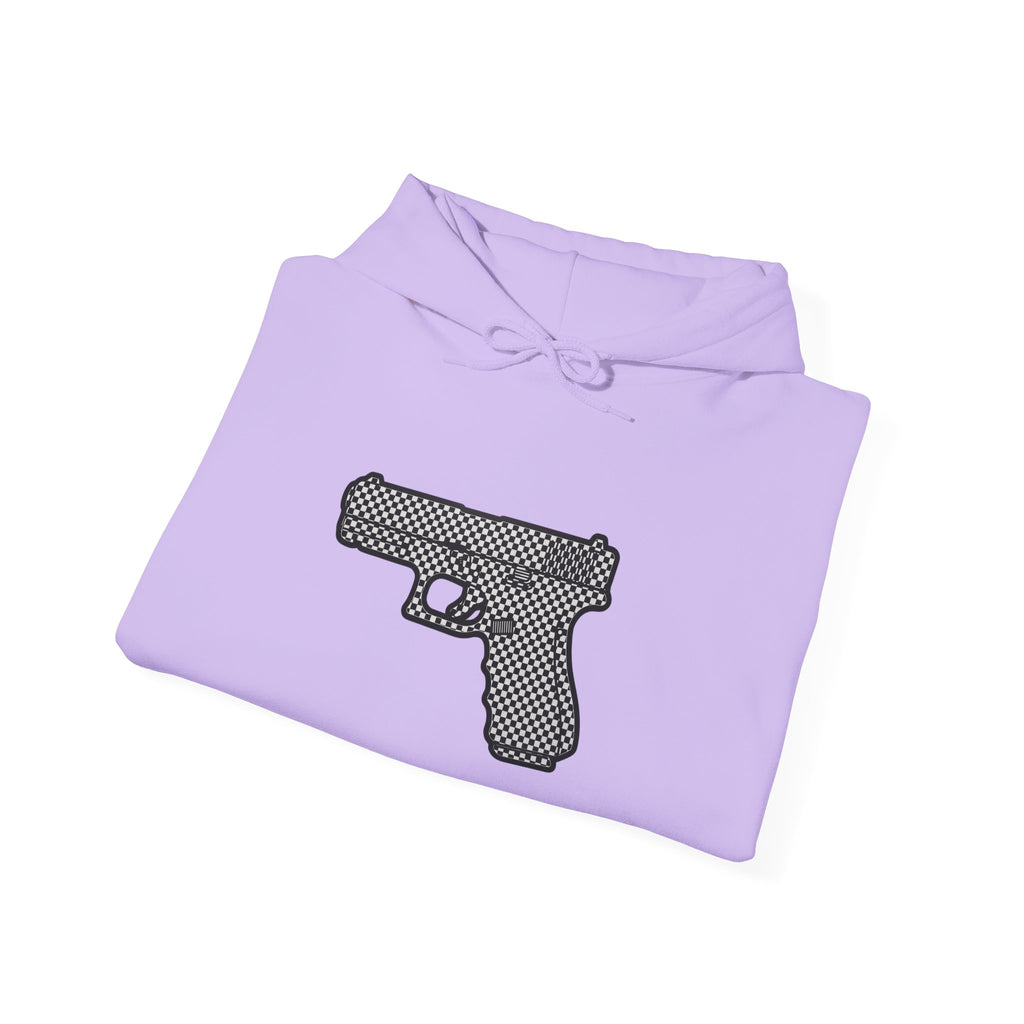 Checker Pistol Silhouette Hoodie - Graphic Pistol Pullover