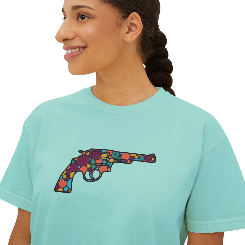 The Dots Collection-Revolver- Women's Casual Cropped T-Shirt