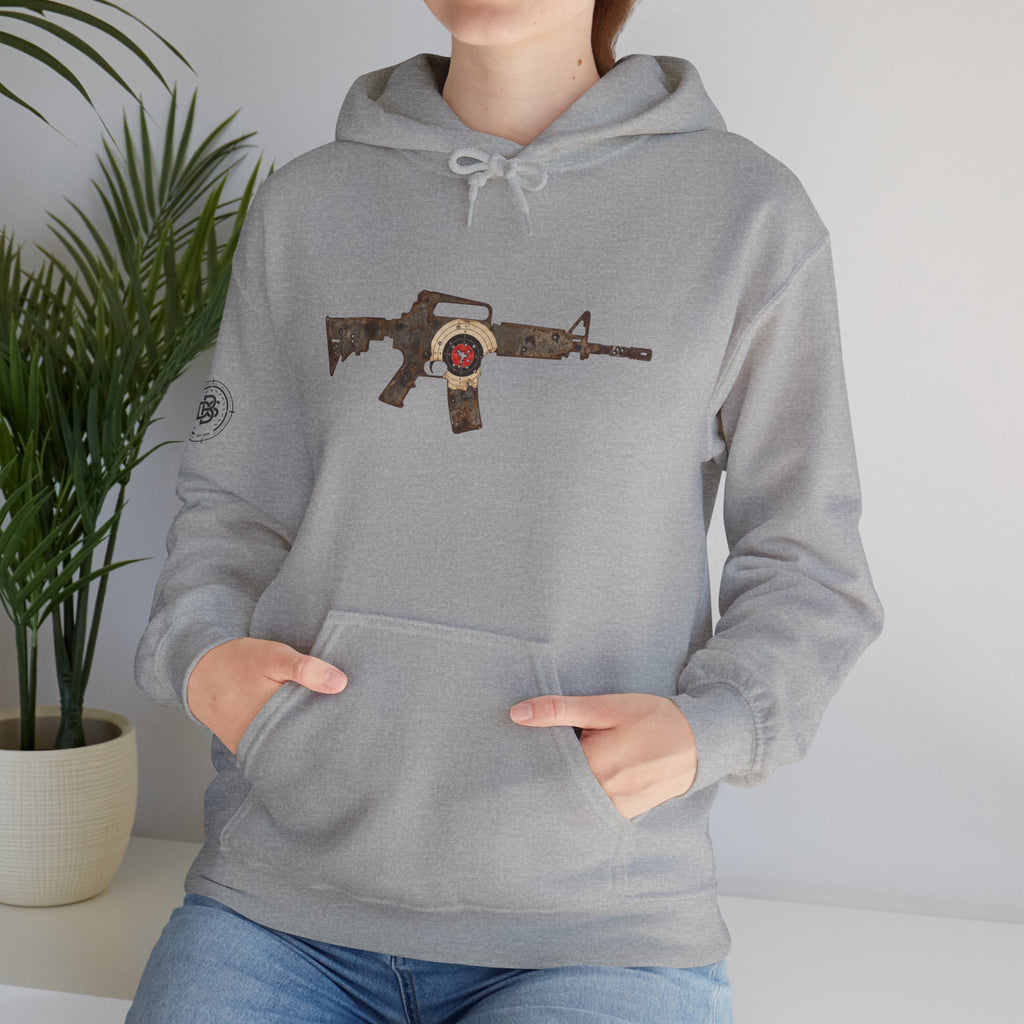 Vintage Metal AR Rifle Graphic Hoodie