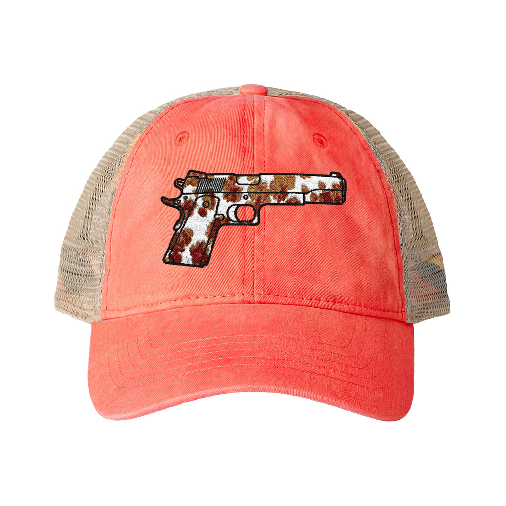 Cow Print Pistol Women's Washed Mesh-Back Cap