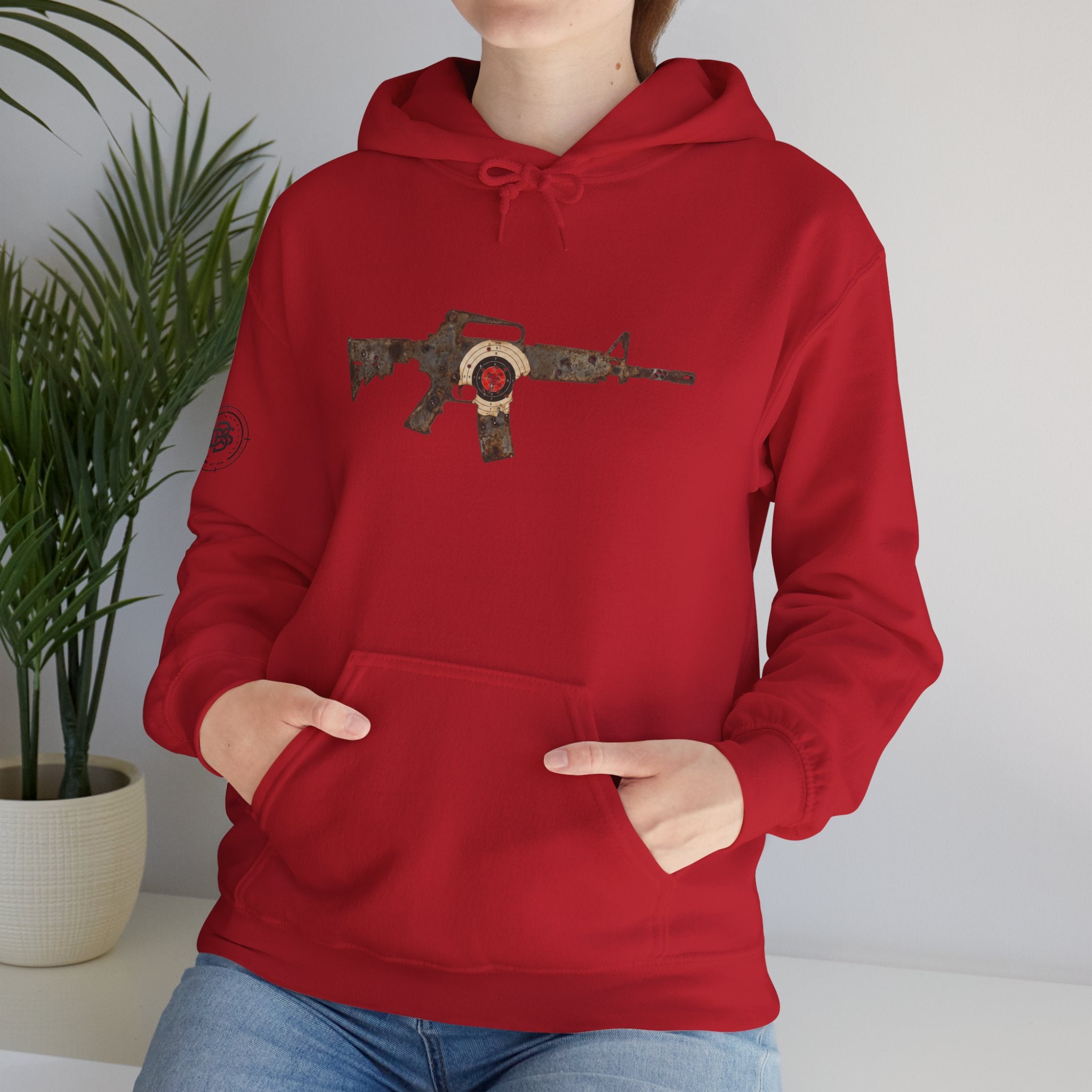 Vintage Metal AR Rifle Graphic Hoodie