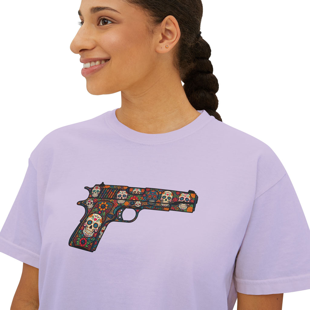The Sugar Skull Collection -1911 Pistol- Women’s Boxy Tee