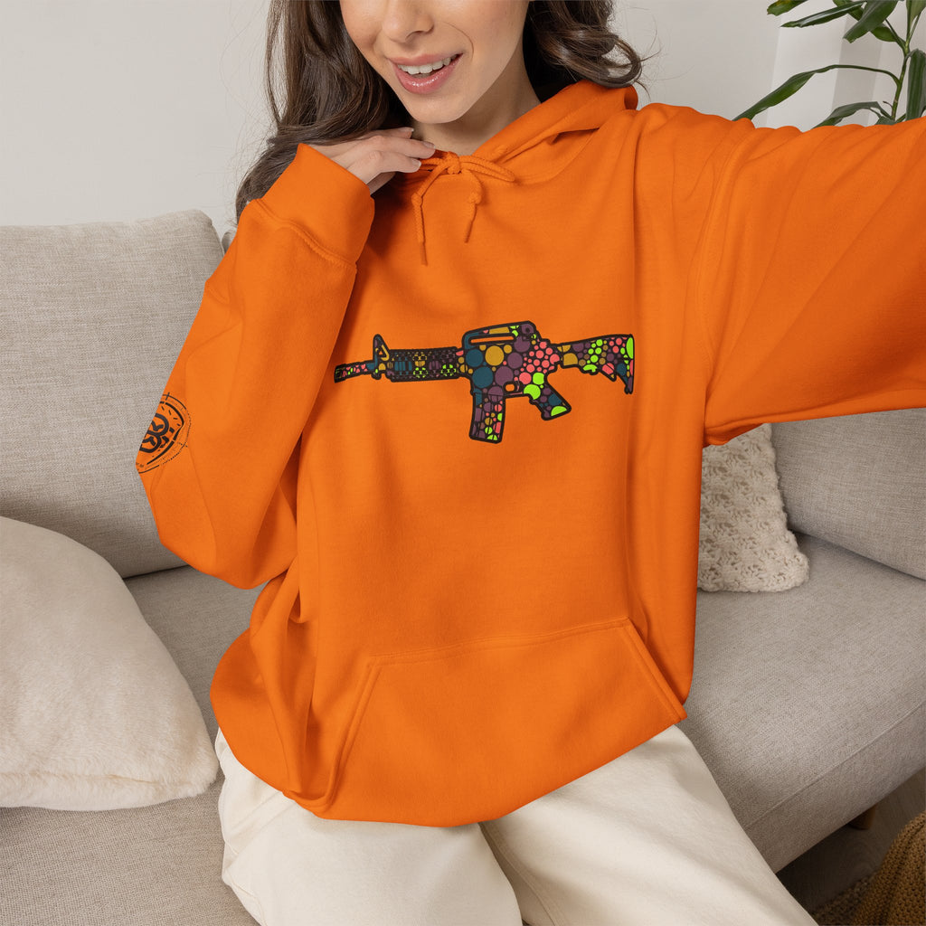 Rifle Dot Pattern Hoodie — Colorful Tactical Graphic Sweatshirt