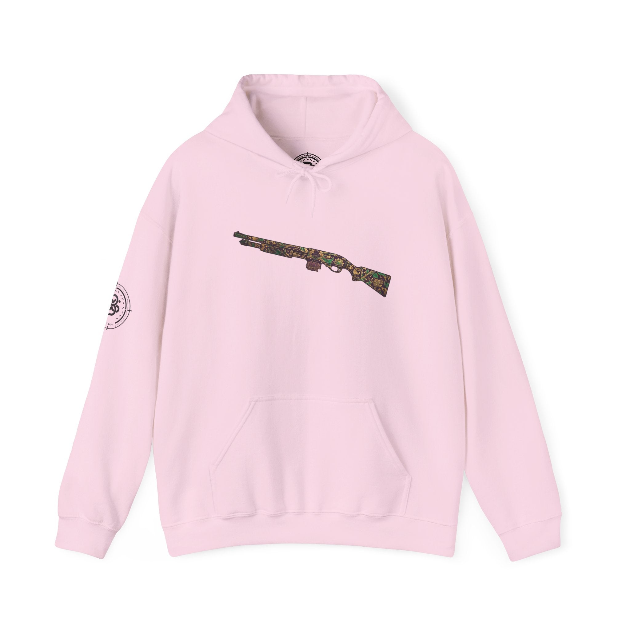 Floral Shotgun Hoodie-Vintage Gun Graphic
