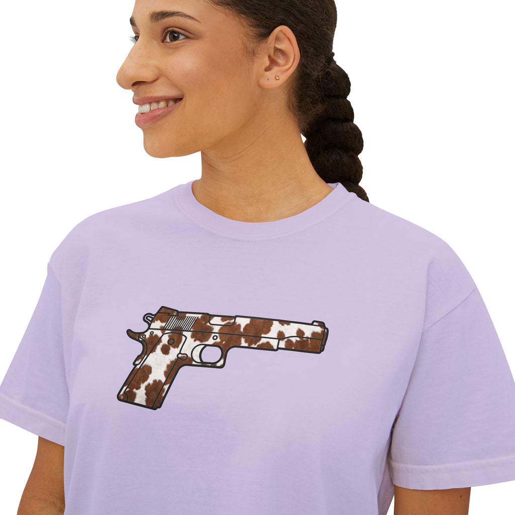 The Cowhide Collection- Pistol- Women's Boxy Tee