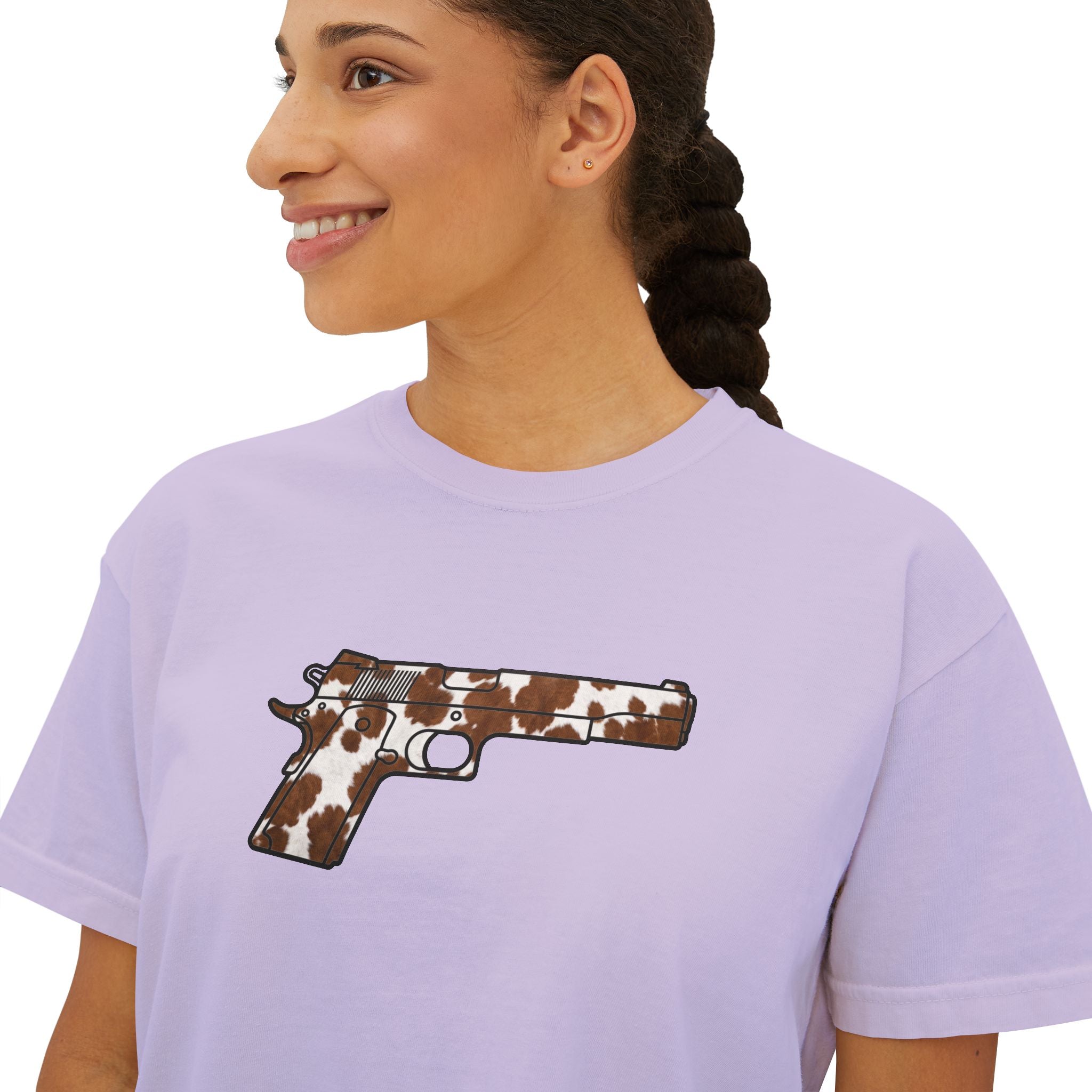 The Cowhide Collection- Pistol- Women's Boxy Tee