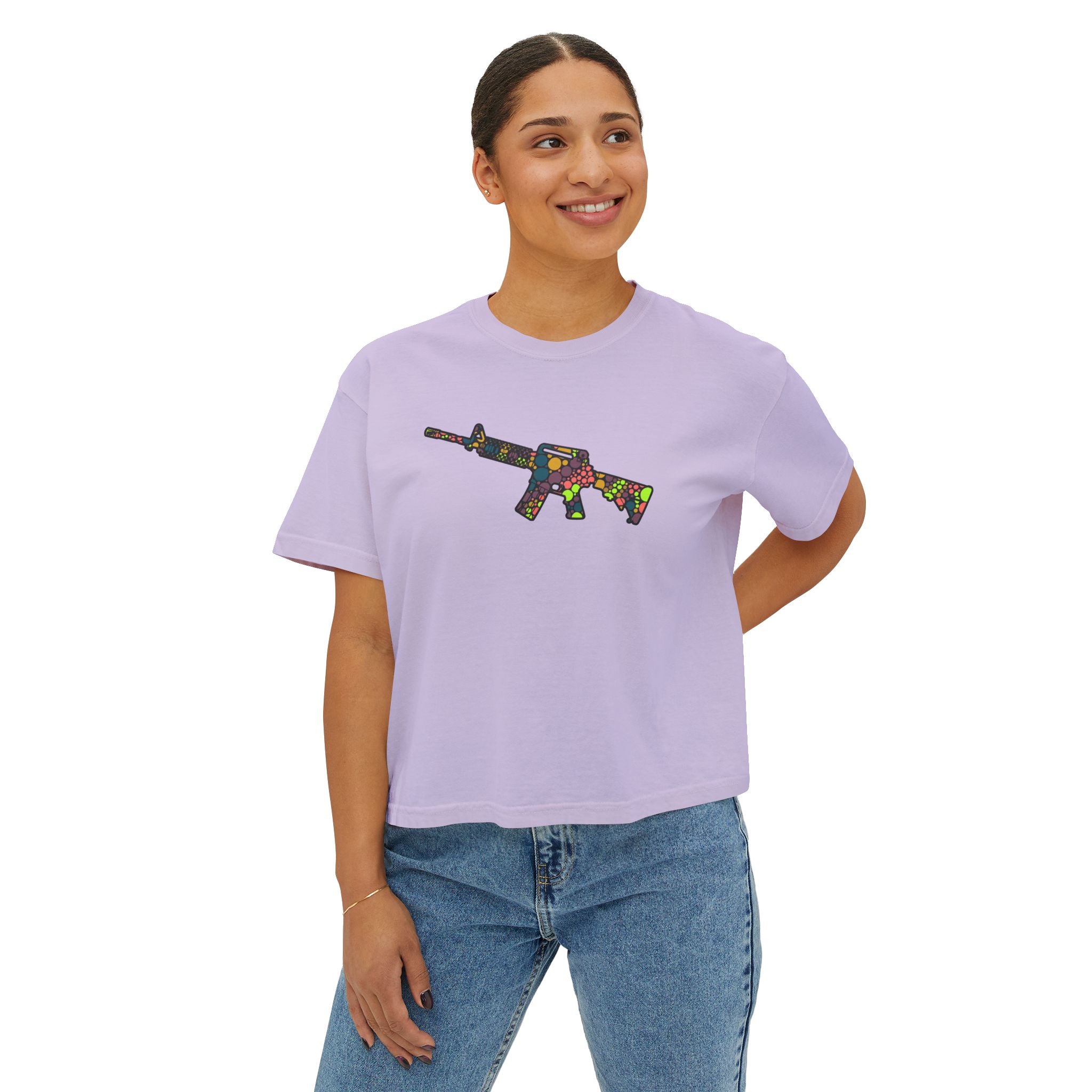 The Dots Collection- AR-15 Graphic-Women's Boxy Tee