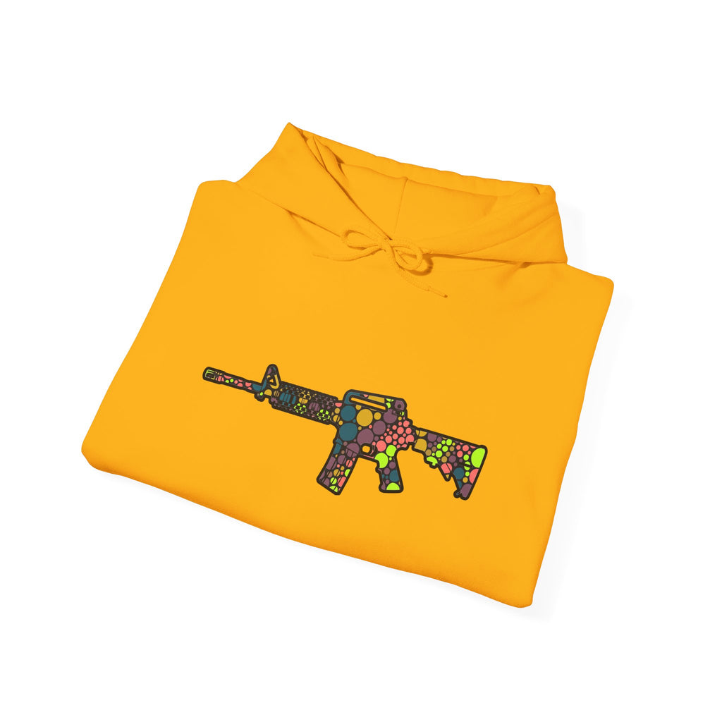 Rifle Dot Pattern Hoodie — Colorful Tactical Graphic Sweatshirt