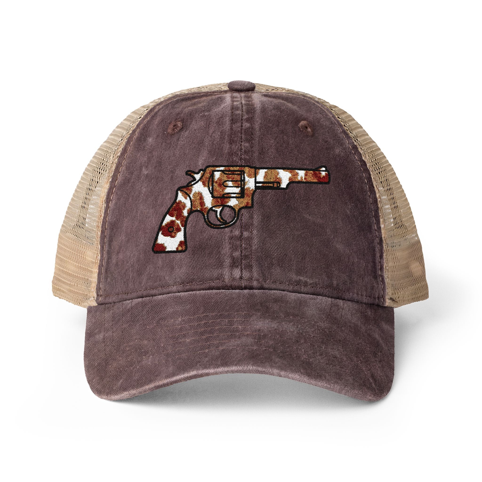 Cow Print Revolver Women's Washed Mesh-Back Cap