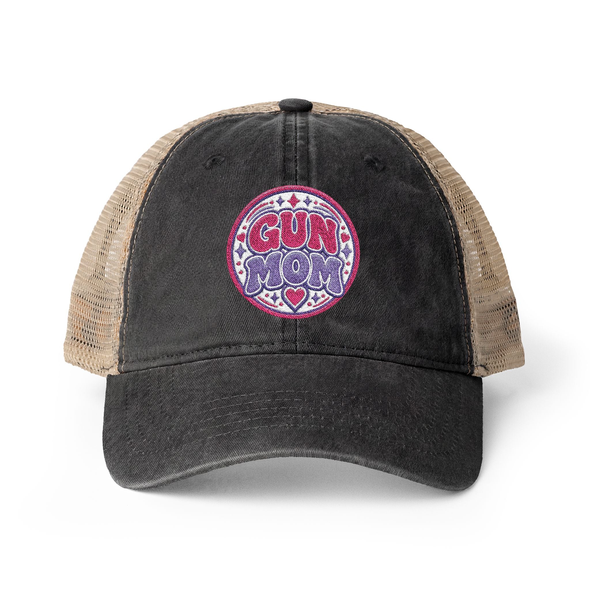 Gun Mom-mesh hat with ponytail slot