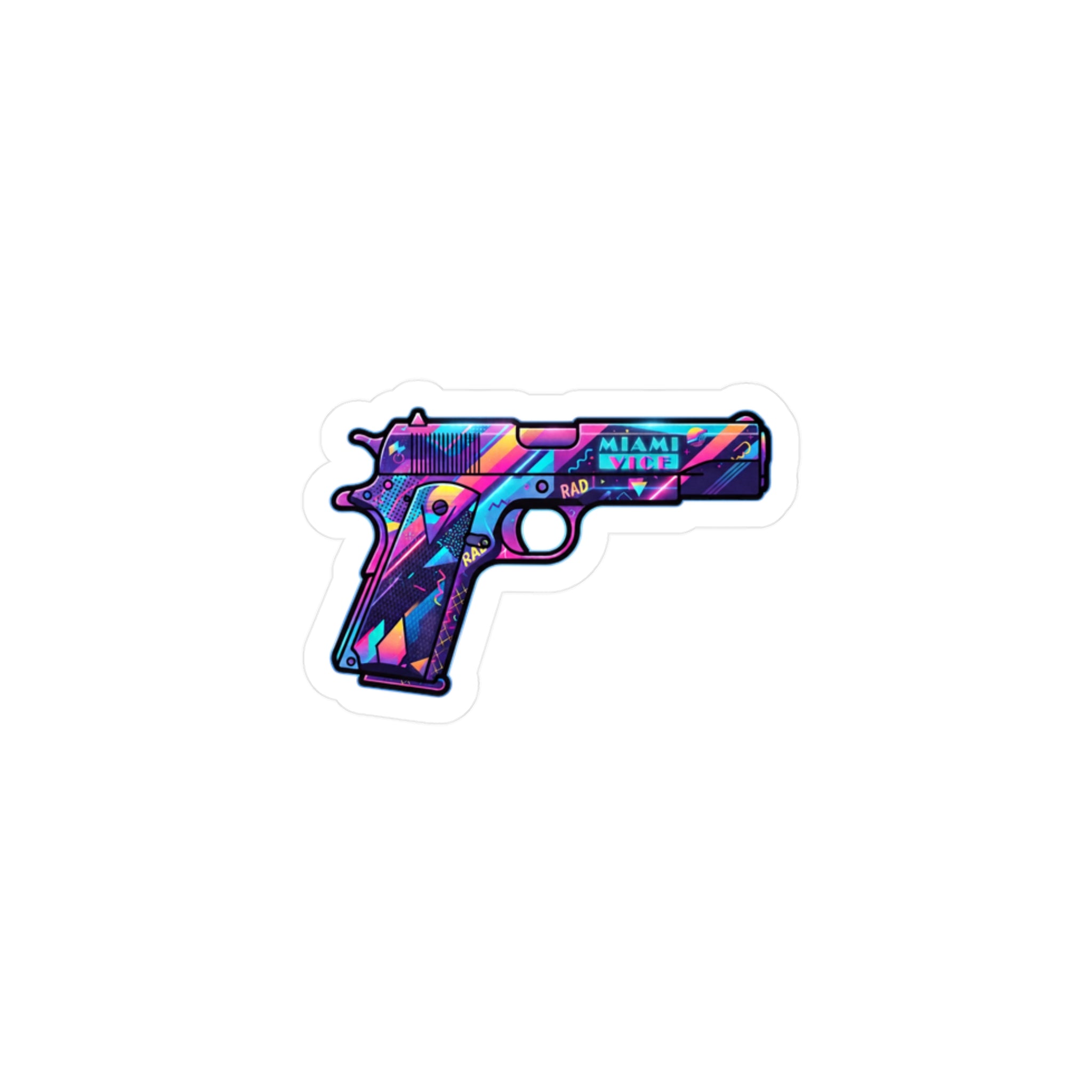 Retro 80's Pistol Vinyl Sticker — Kiss-Cut Decal