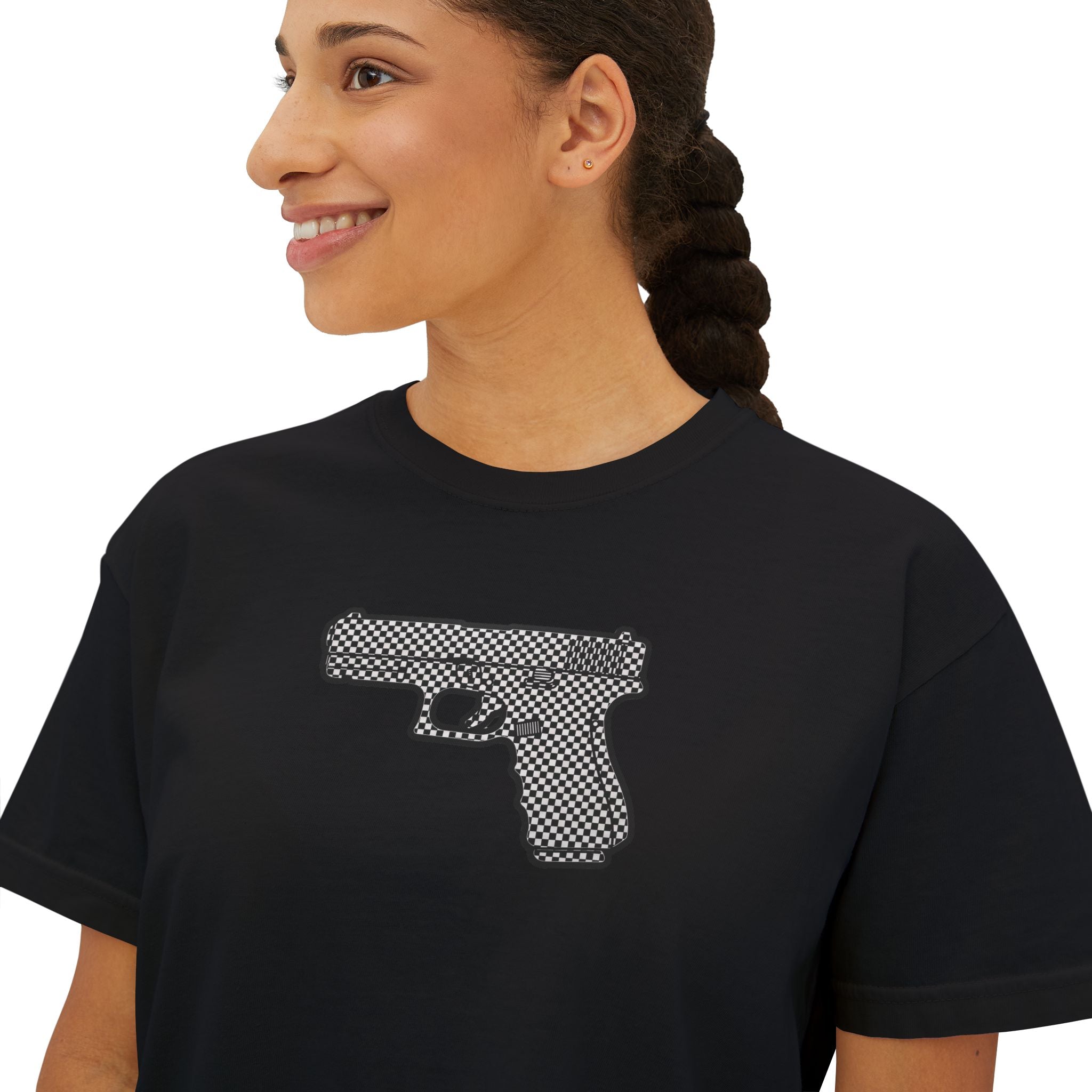 The Checker Collection-Pistol — Women's Boxy Tee