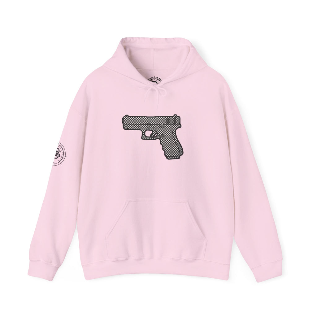 Checker Pistol Silhouette Hoodie - Graphic Pistol Pullover
