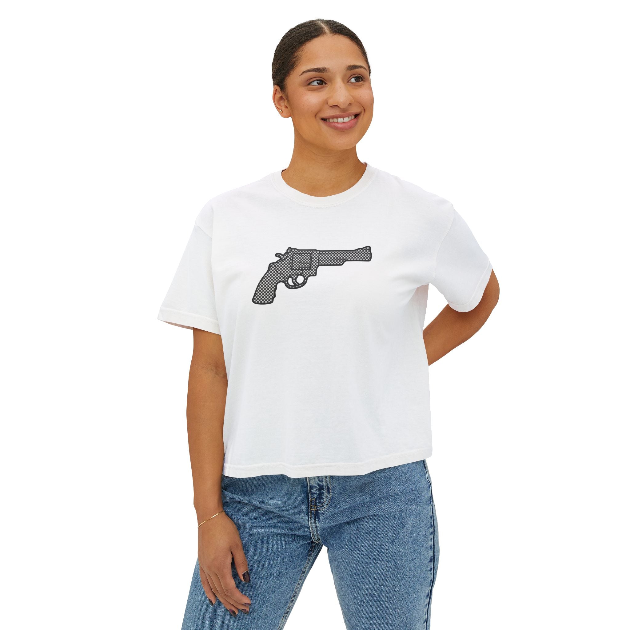 The Checker Collection- Revolver- Women's Boxy Tee