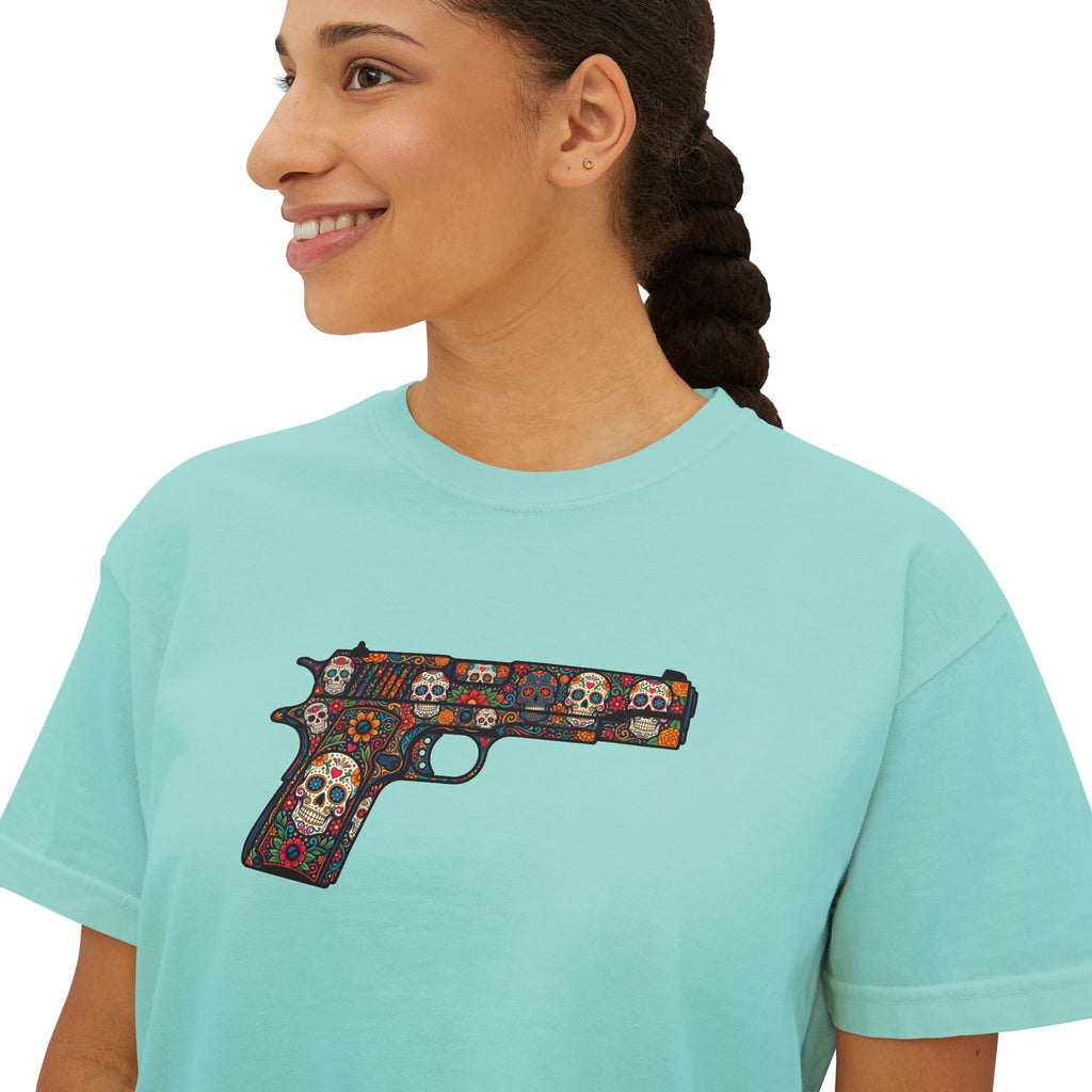The Sugar Skull Collection -1911 Pistol- Women’s Boxy Tee