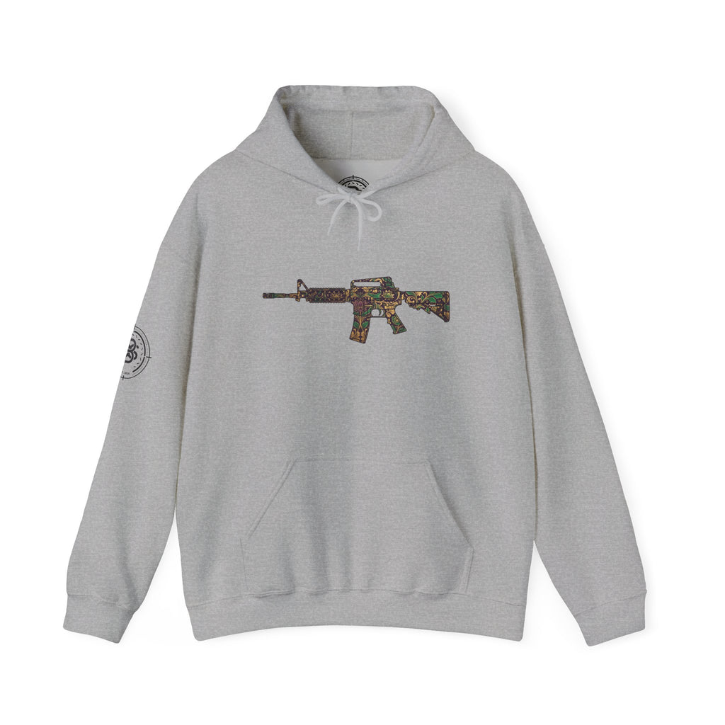 Floral AR Rifle-Vintage Gun Graphic Hoodie