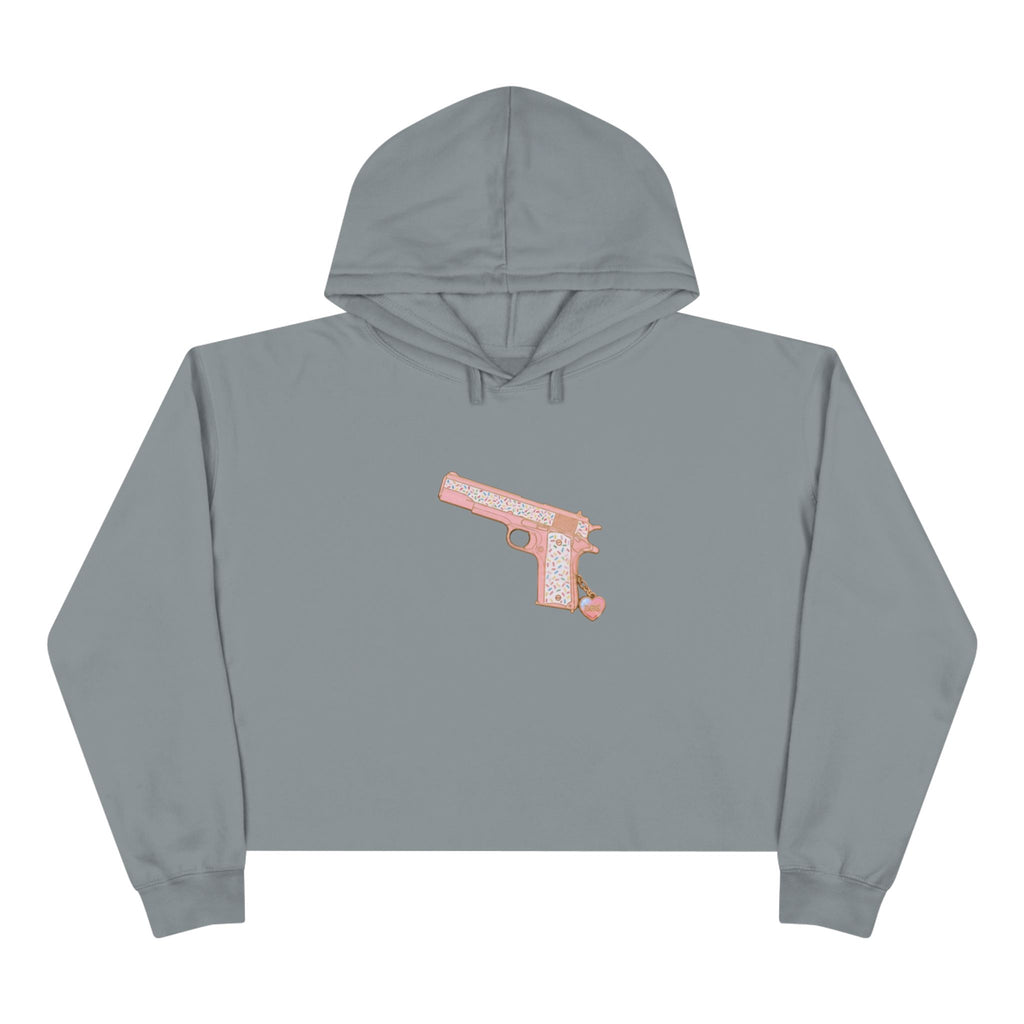 Large Pistol Crop Hoodie — Minimalist Feminine Streetwear