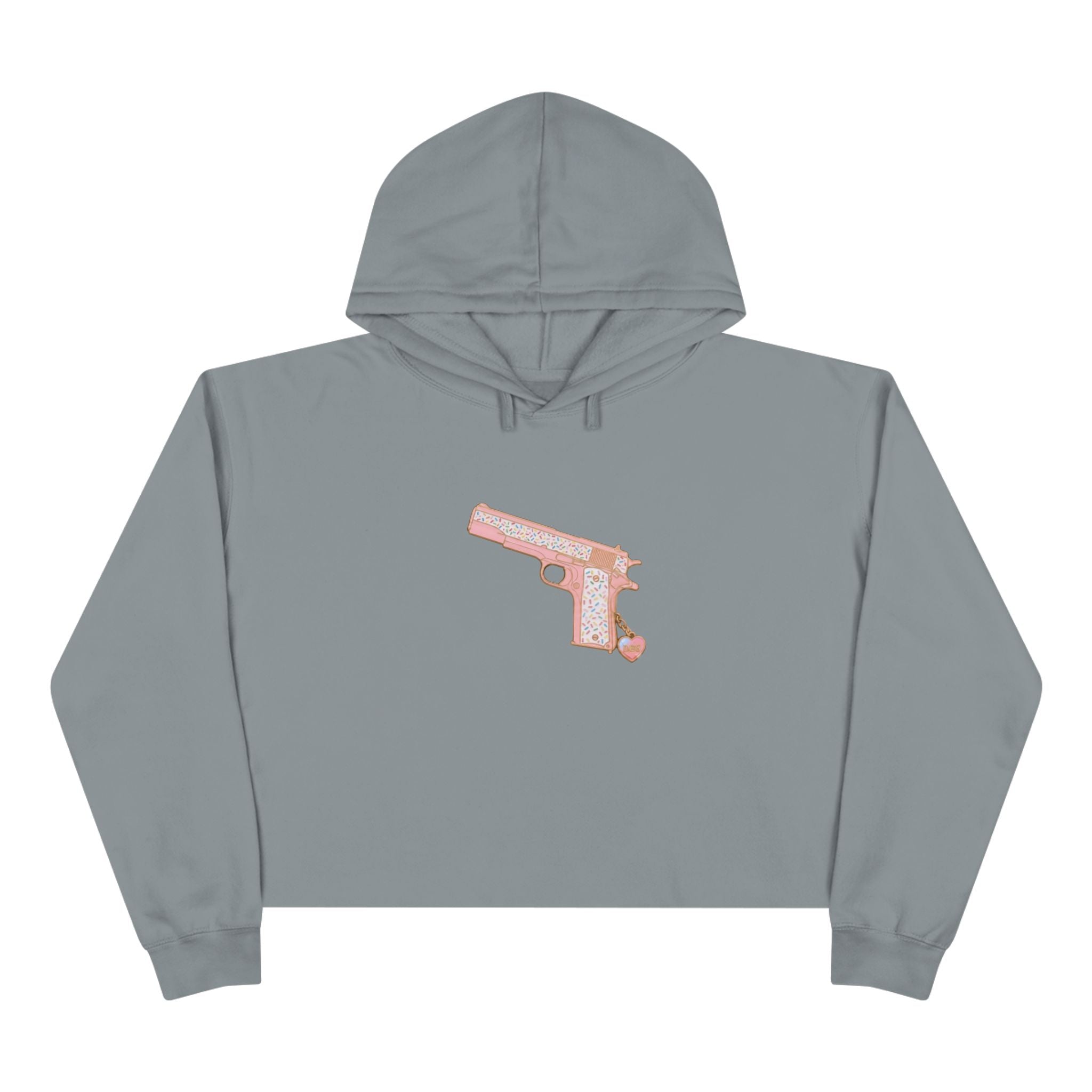 Large Pistol Crop Hoodie — Minimalist Feminine Streetwear