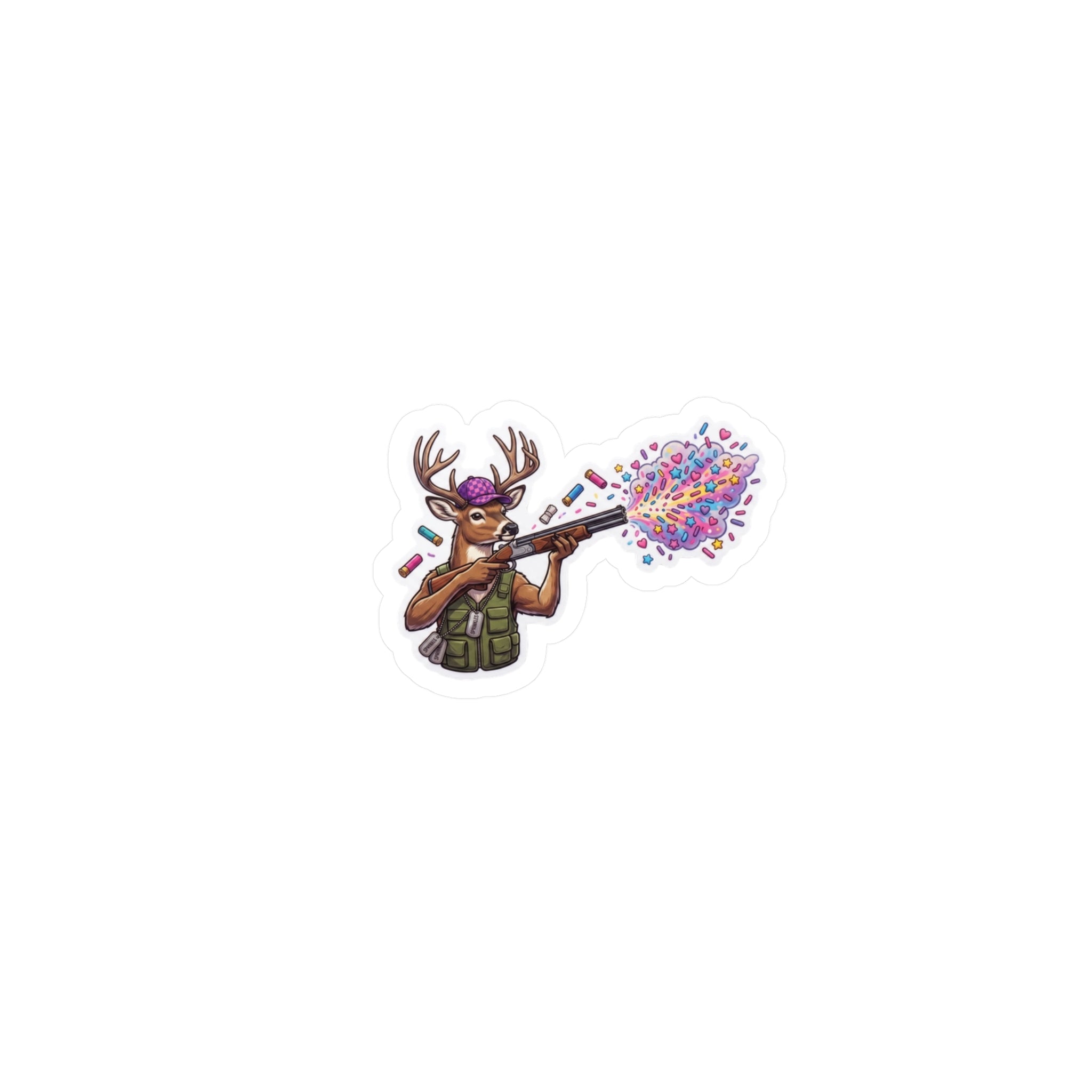 Deer Confetti Shot Vinyl Sticker — Kiss-Cut Cute Outdoorsy Decal