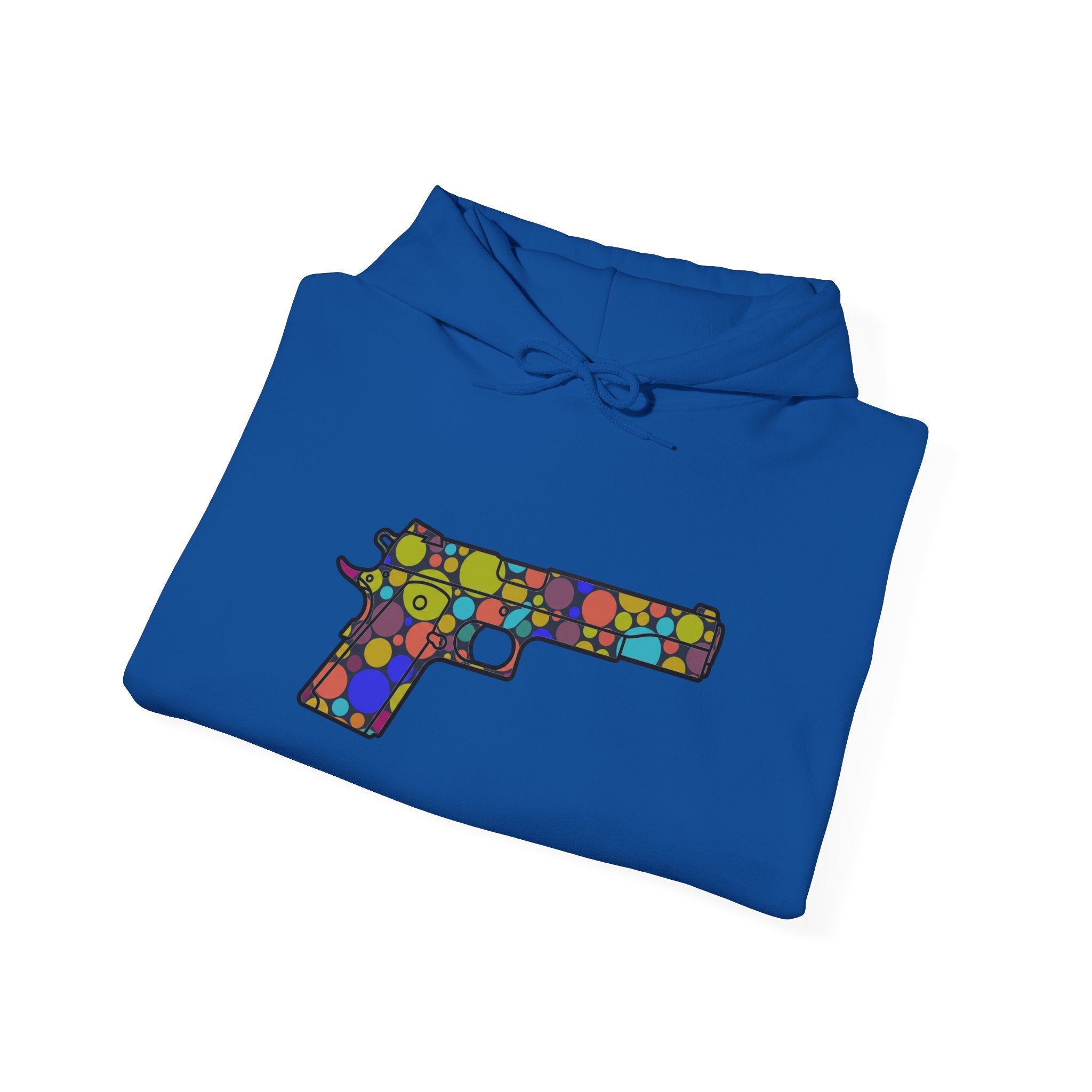 Dots Pistol Silhouette Hoodie — Colorful Mosaic Pistol Graphic Sweatshirt