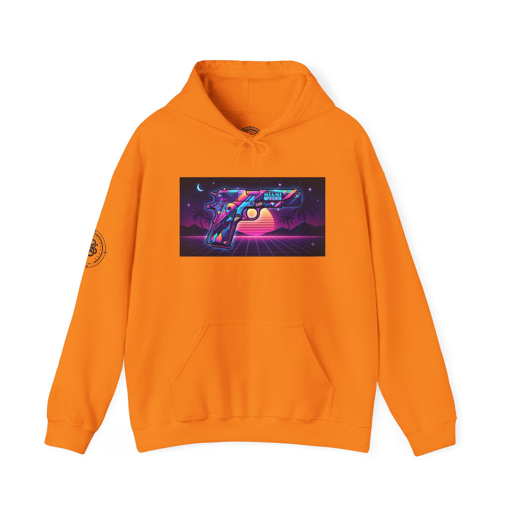 Retro 80's Pistol Sunset Hoodie — Neon Synthwave Vaporwave Graphic