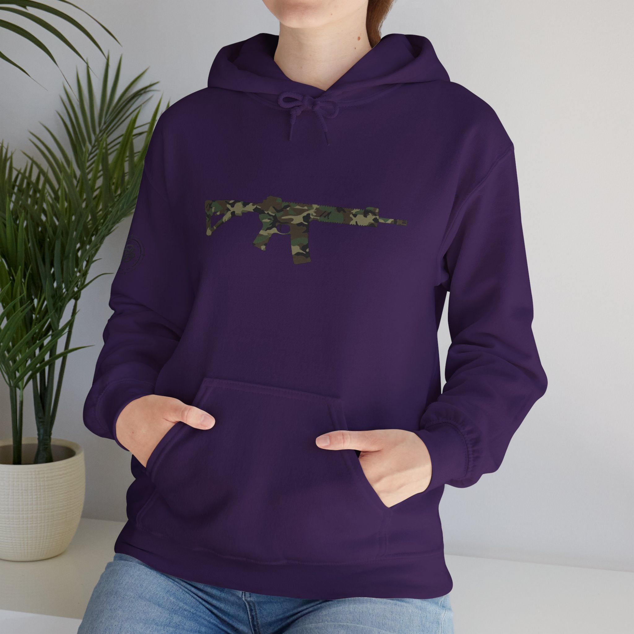 AR Rifle Camo Graphic Hoodie - Military Style Pullover