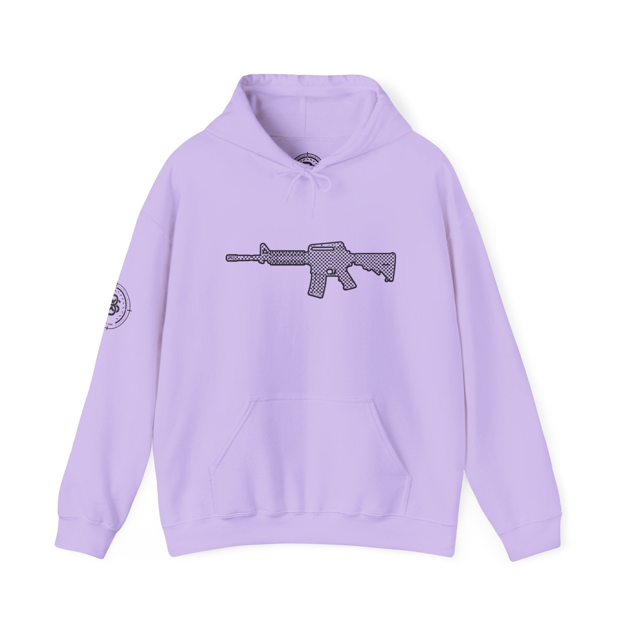 Checker Rifle Outline Graphic Hoodie