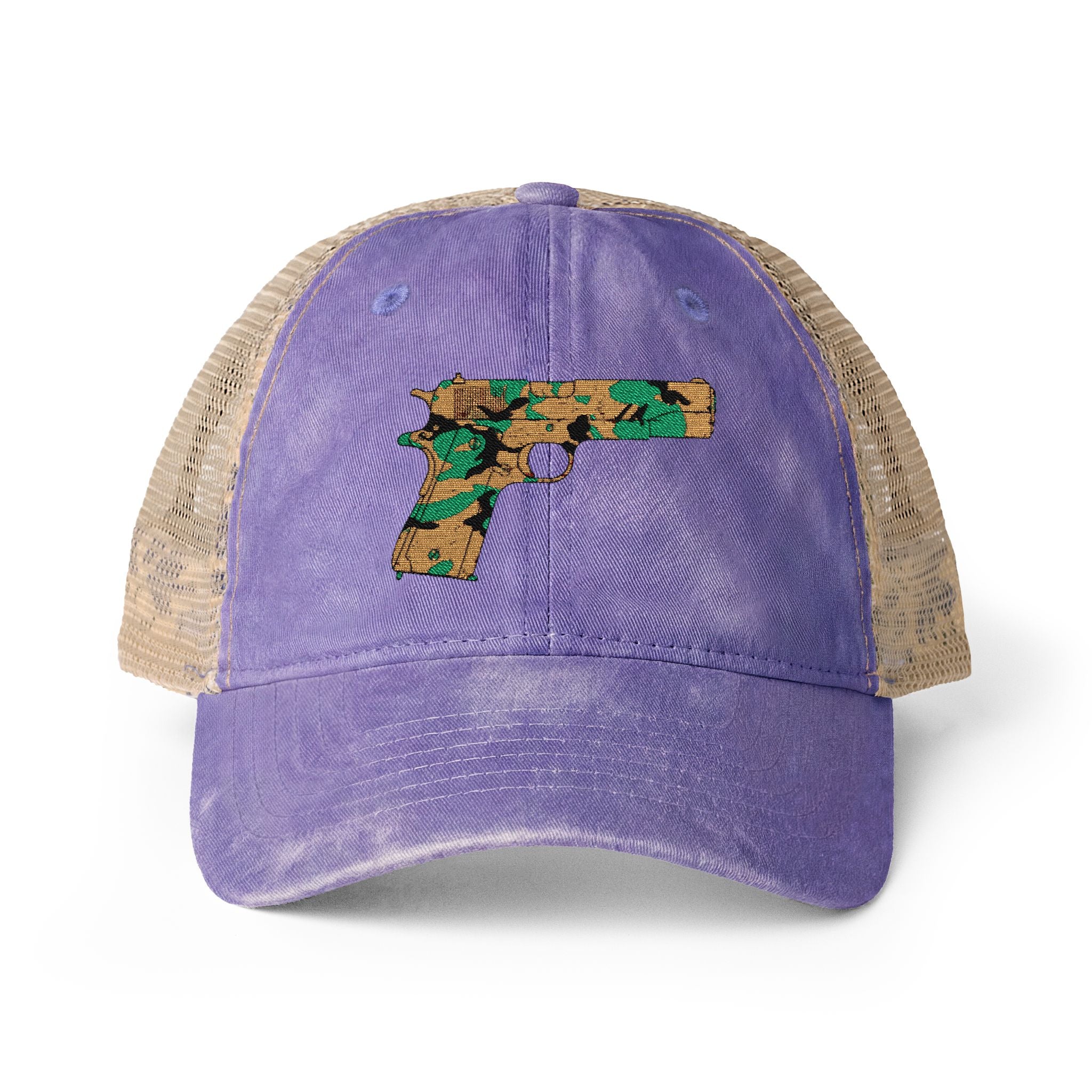 The Camo Collection- pistol-Women's Washed Mesh-Back Cap