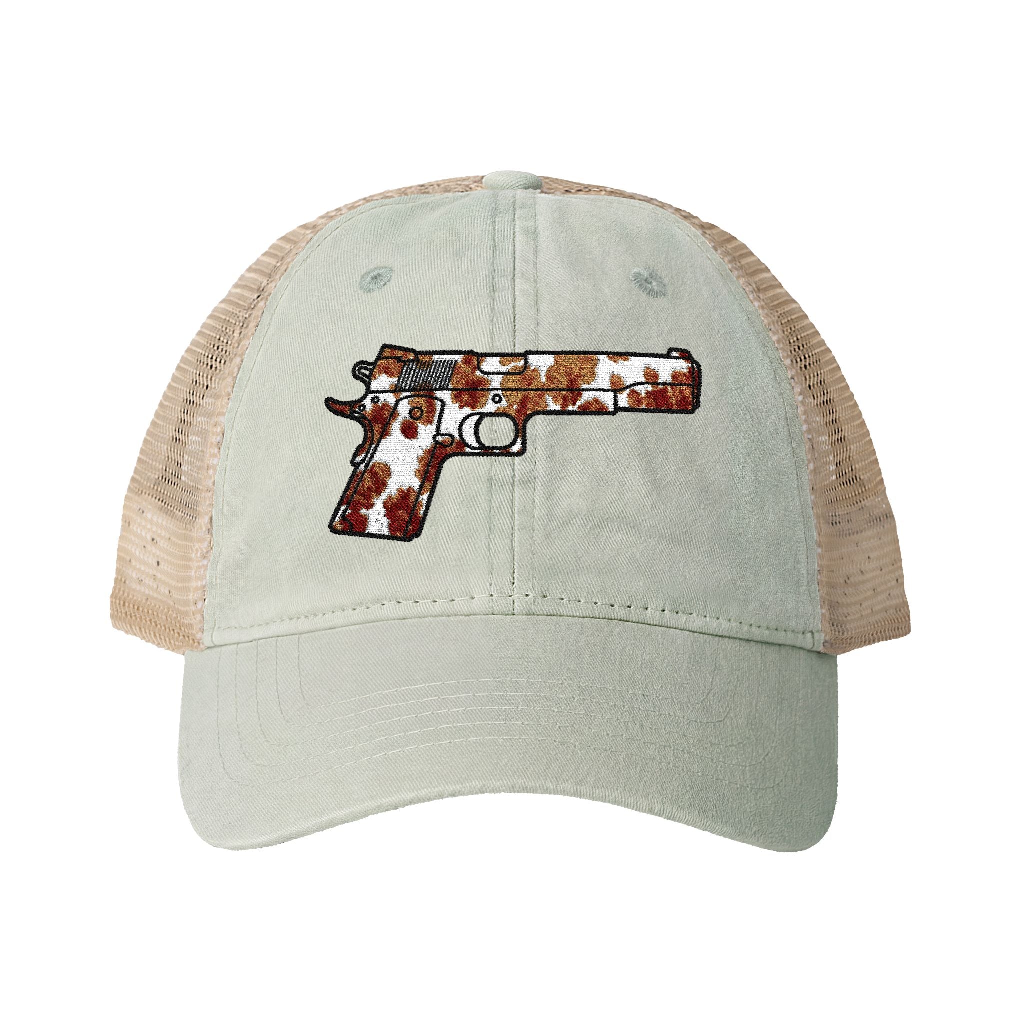Cow Print Pistol Women's Washed Mesh-Back Cap