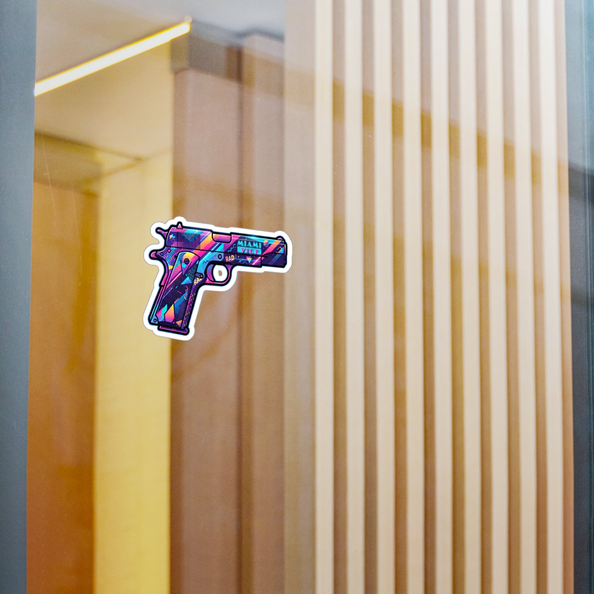 Retro 80's Pistol Vinyl Sticker — Kiss-Cut Decal
