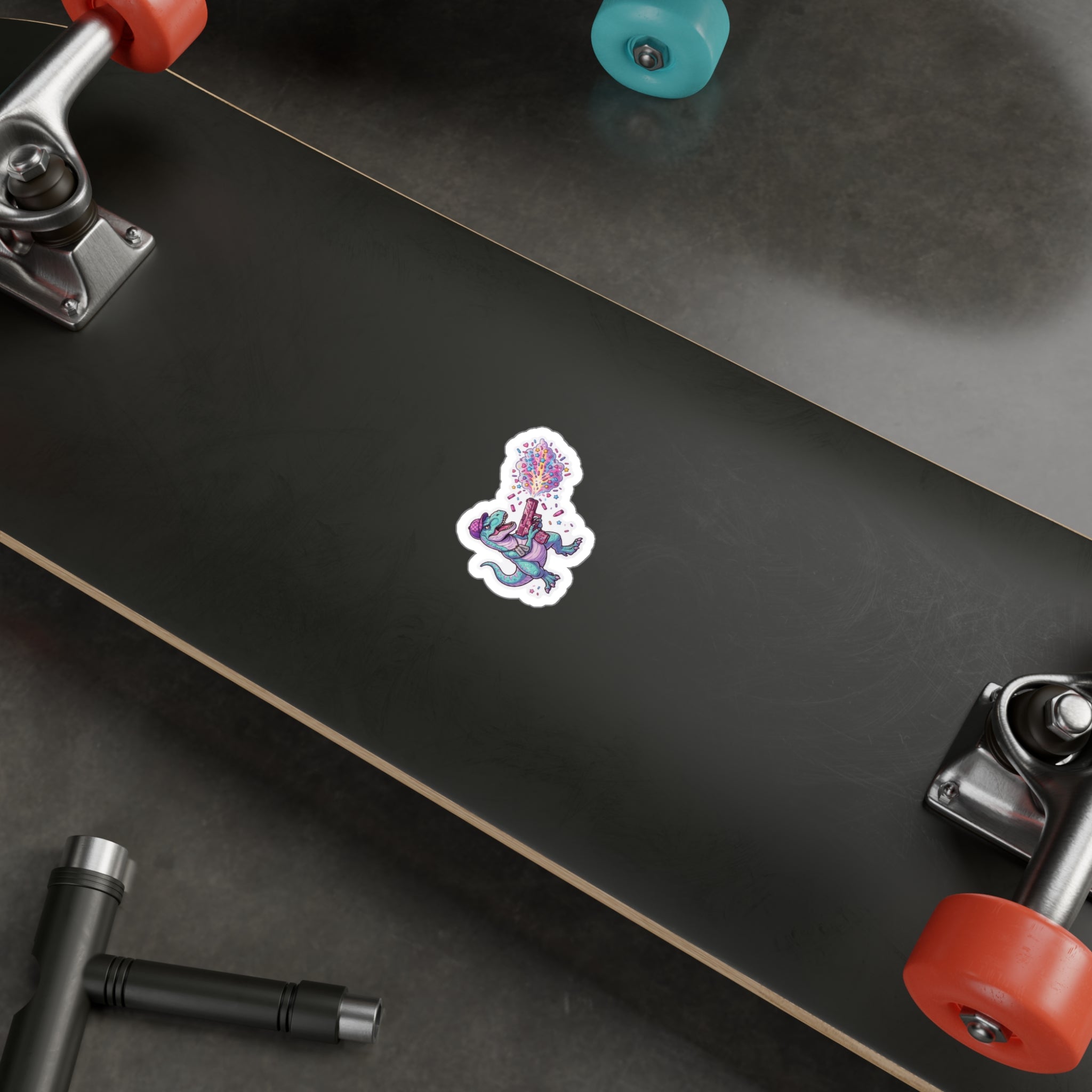 T-Rex Confetti Sprinkle Blaster Sticker — Kiss-Cut Vinyl Decal