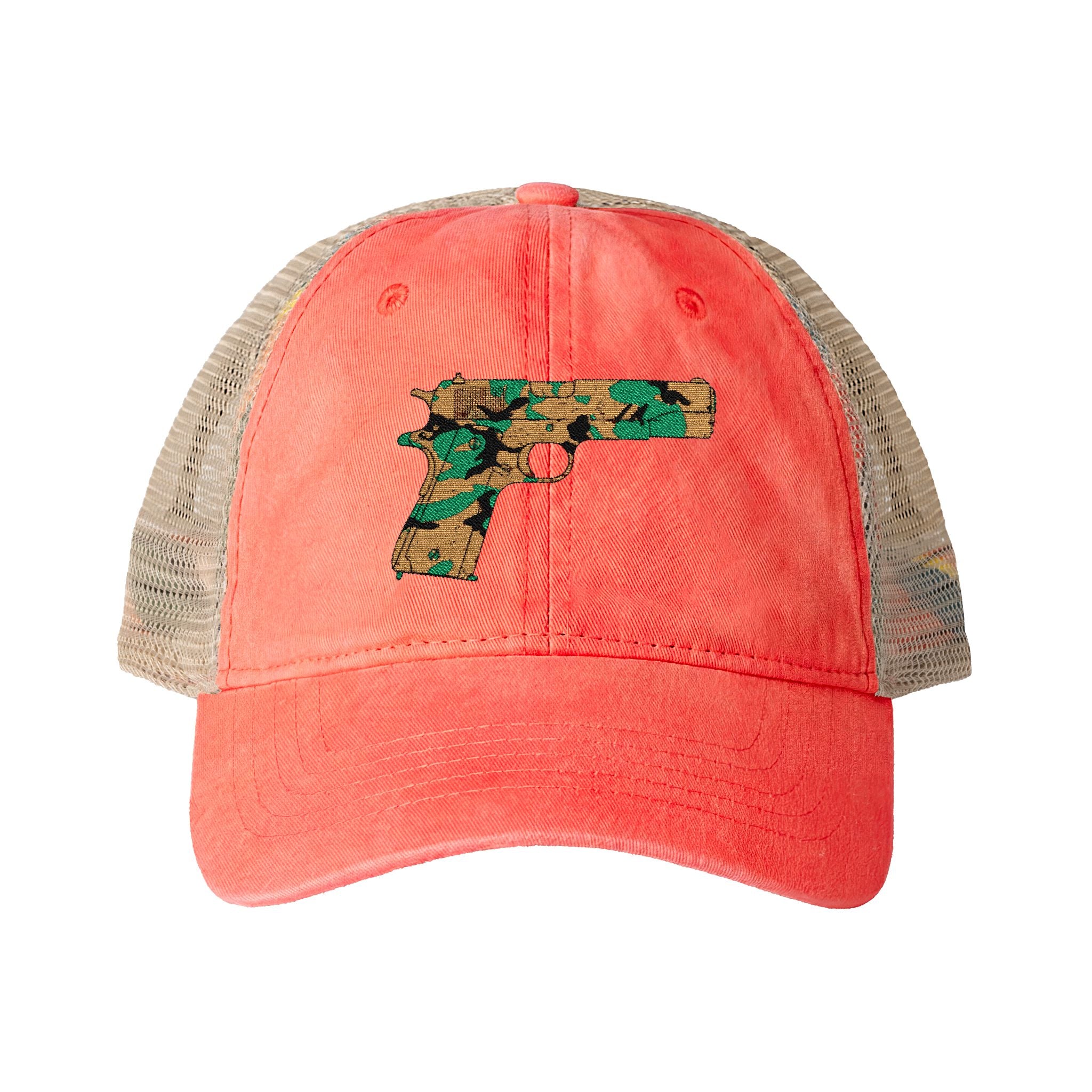 The Camo Collection- pistol-Women's Washed Mesh-Back Cap
