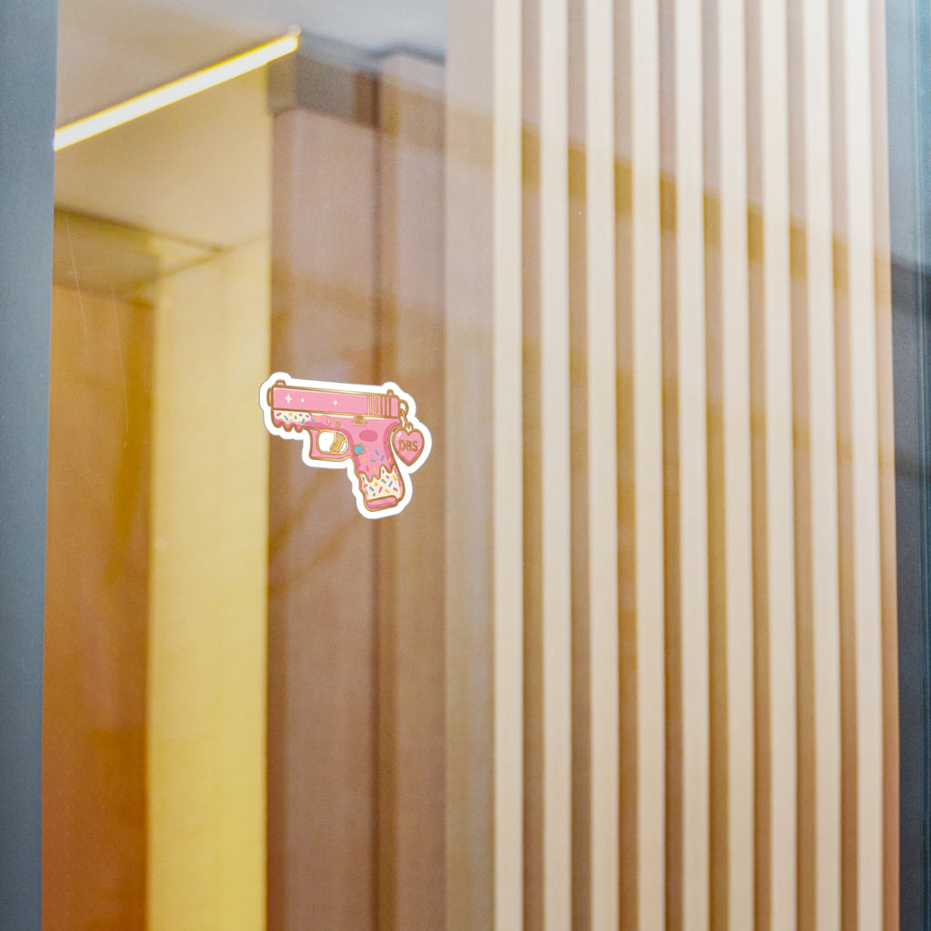 Pink Donut Sprinkle Gun Kiss-Cut Vinyl Sticker