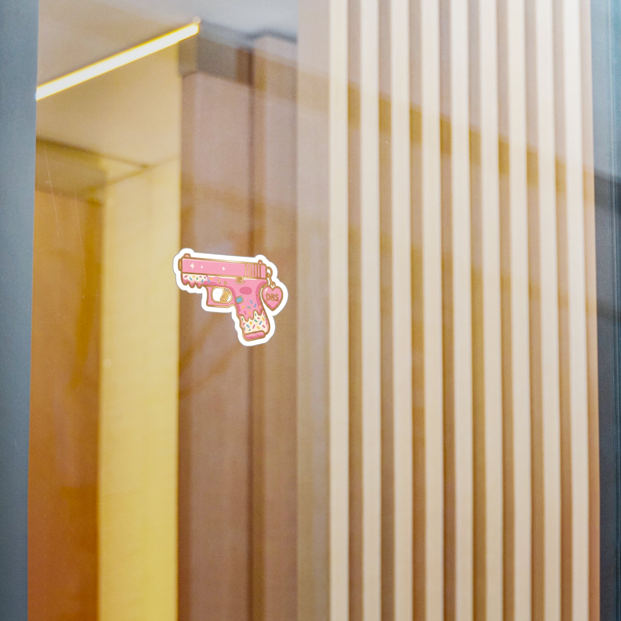Pink Donut Sprinkle Gun Kiss-Cut Vinyl Sticker