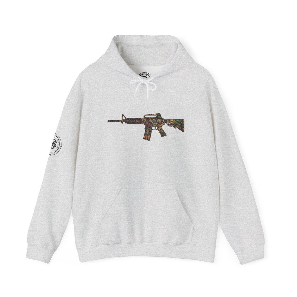 Floral AR Rifle-Vintage Gun Graphic Hoodie
