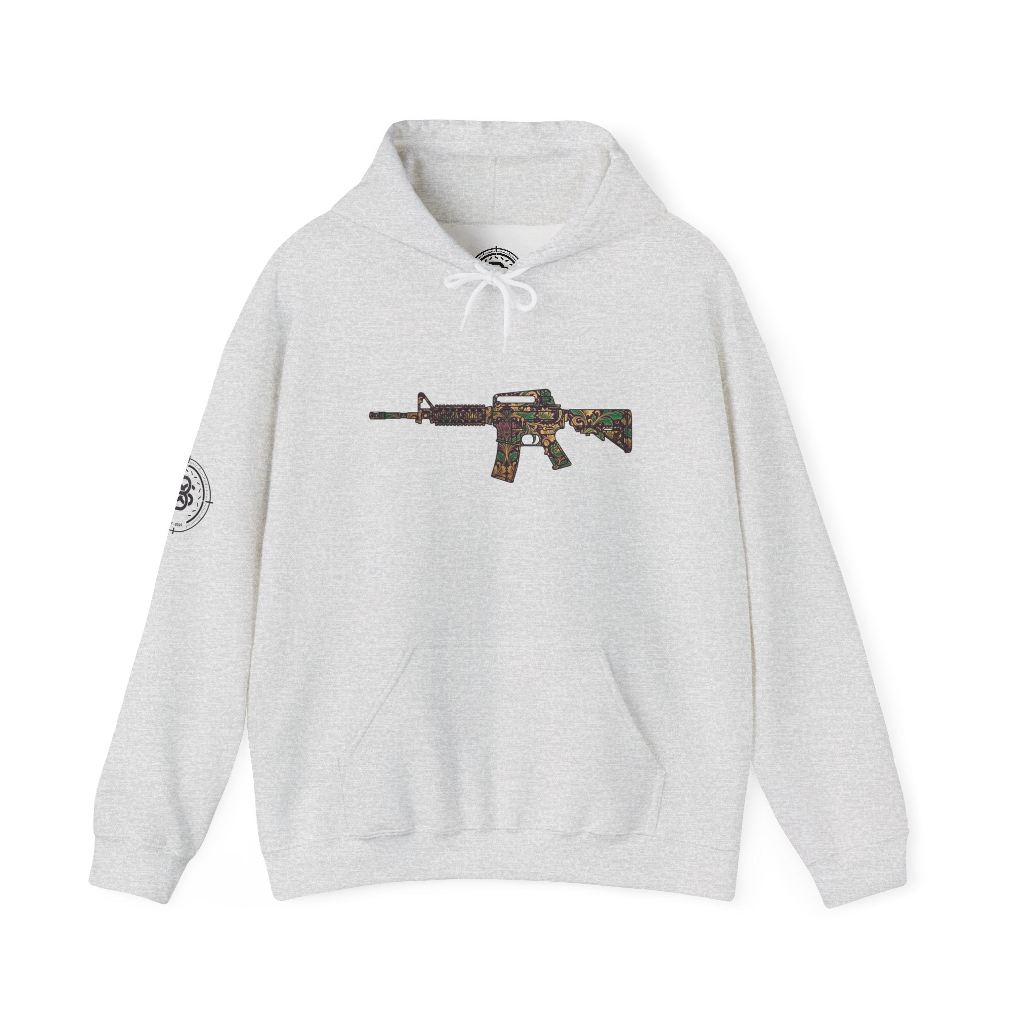Floral AR Rifle-Vintage Gun Graphic Hoodie