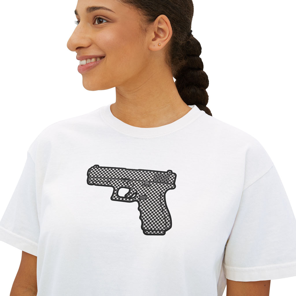 The Checker Collection-Pistol — Women's Boxy Tee