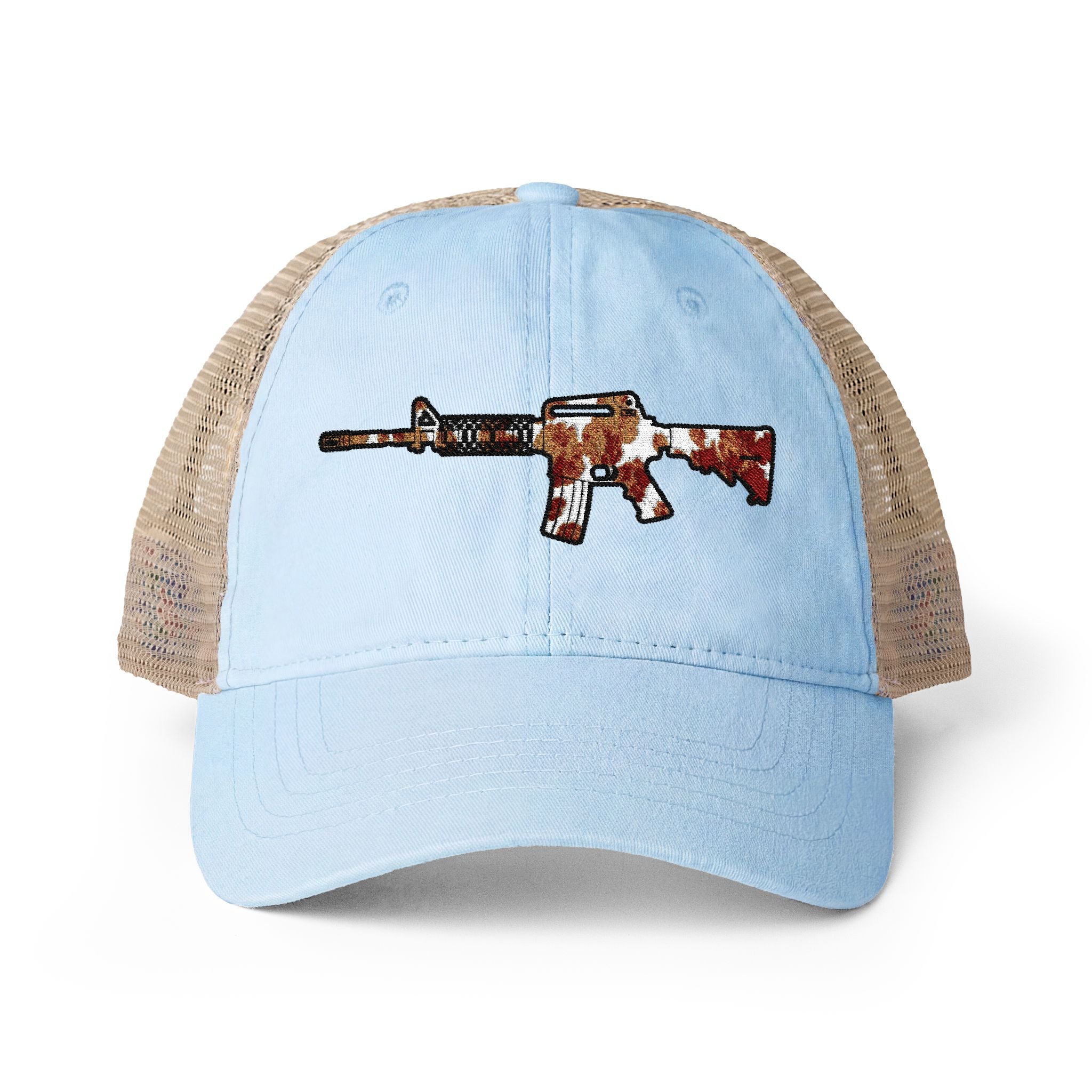 Cow Print AR Rifle Women's Washed Mesh-Back Cap