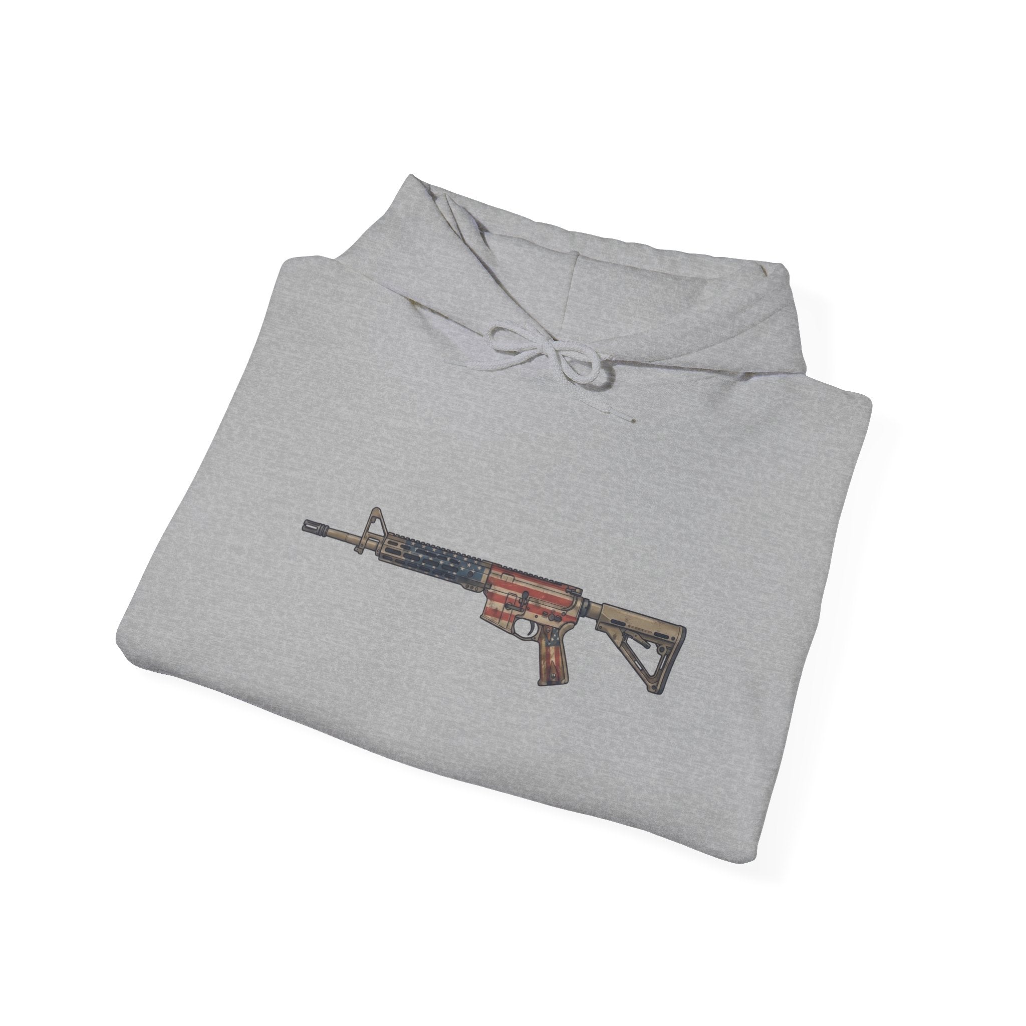 United States Flag AR Rifle Graphic Hoodie- America